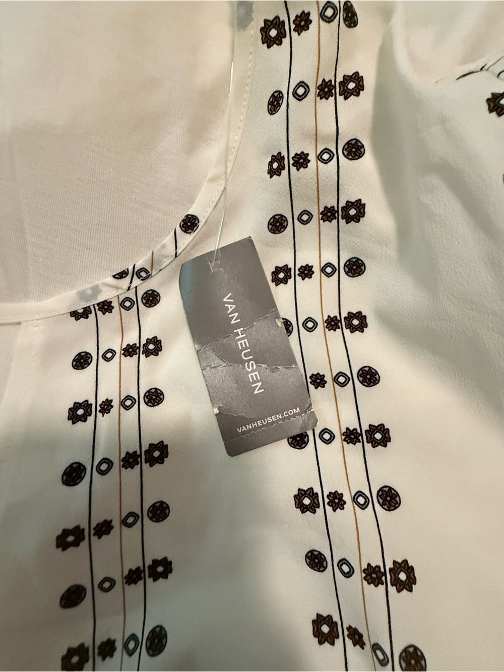 Van Heusen White Blouse with Black Dot-Stripe Pattern - Picture 7 of 8
